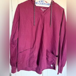 Butter Soft Maroon Hoodie Long-sleeve Scrub Top